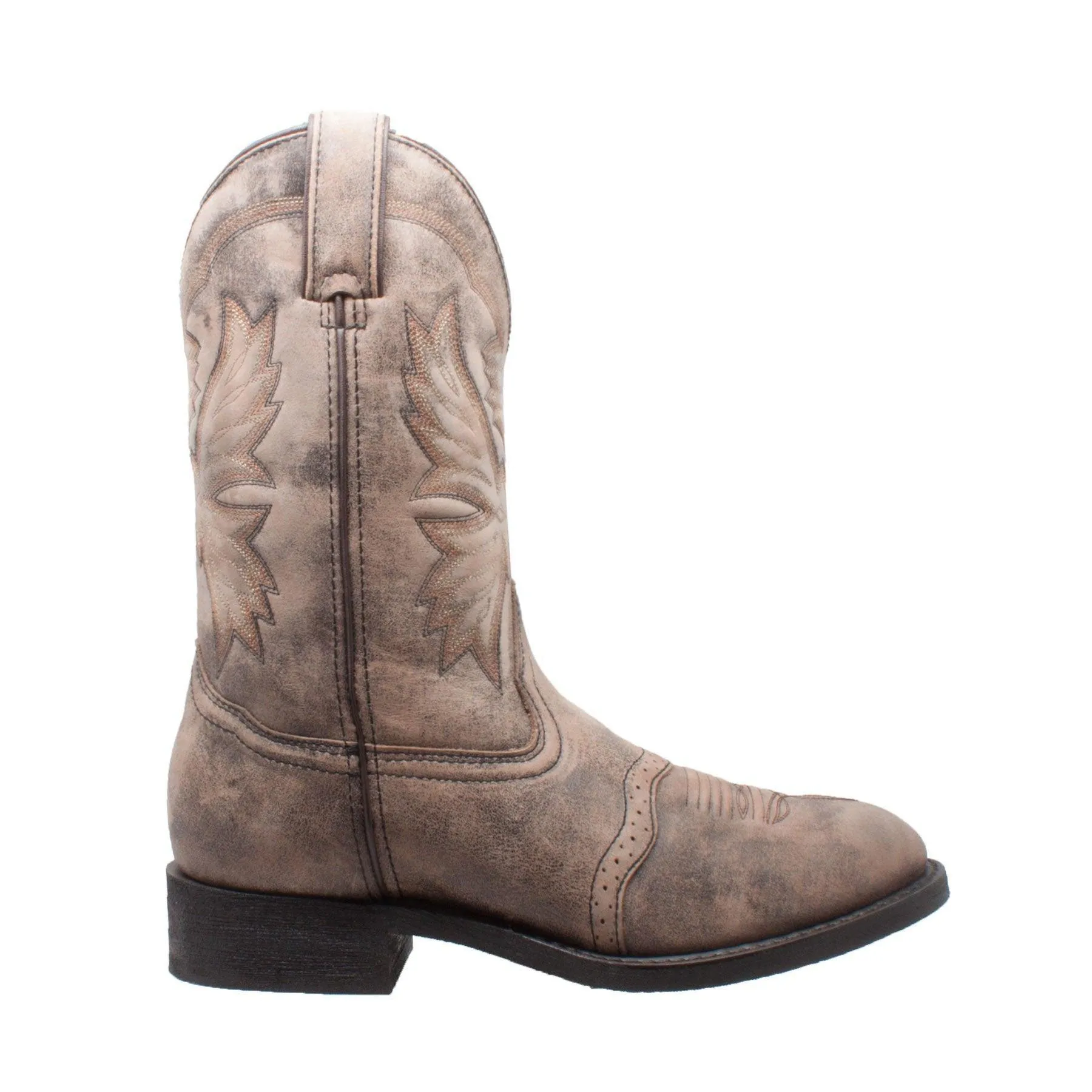 AdTec Mens 11 inch Round Toe Stonewashed Pull On Western Brown