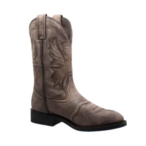 AdTec Mens 11 inch Round Toe Stonewashed Pull On Western Brown