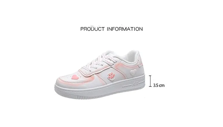 Amozae-Back To School Gifts Cherry Blossom Powder Heart Patch Sneakers