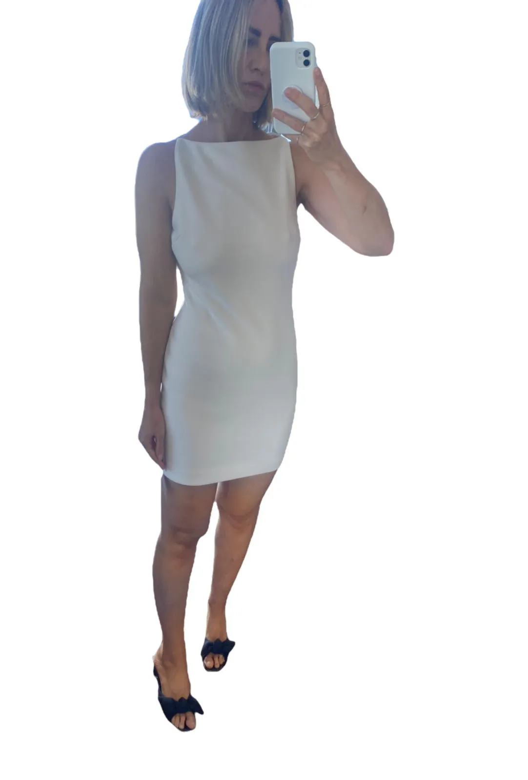 BEC   BRIDGE Raphaela Mini Dress | Vanilla/Off White, Thick & Stretch, Bridal