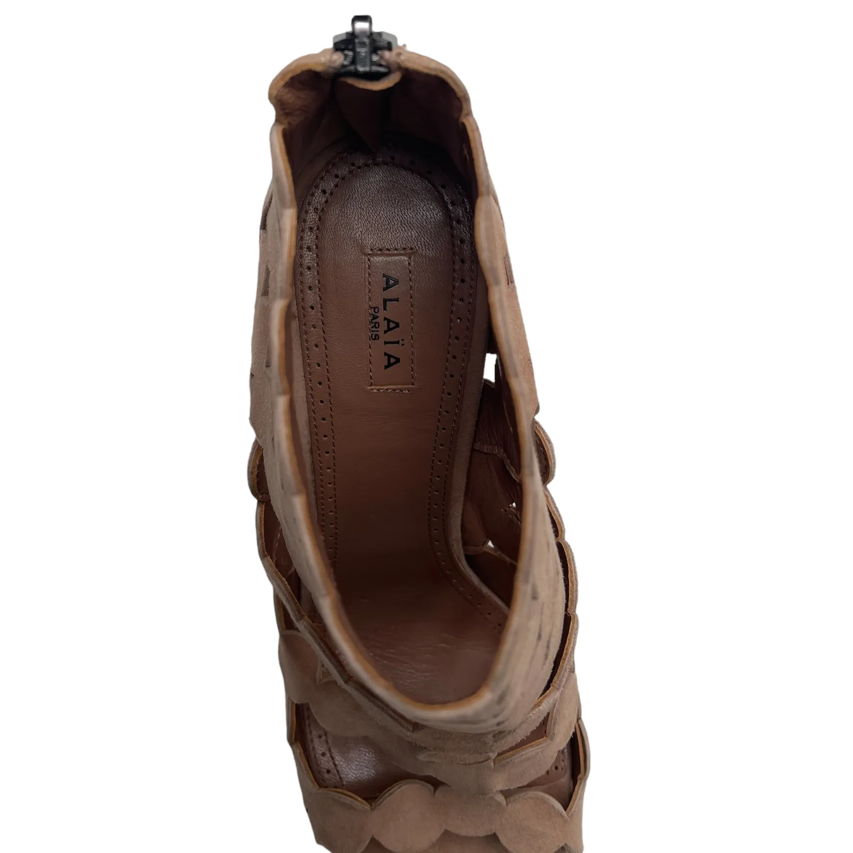 Beige Eyelet Heels - 8