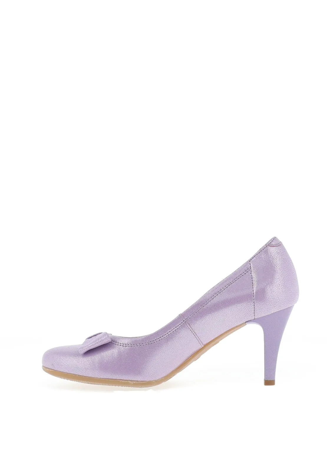 Bioeco by Arka Leather Metallic Bow Heeled Shoes, Lilac