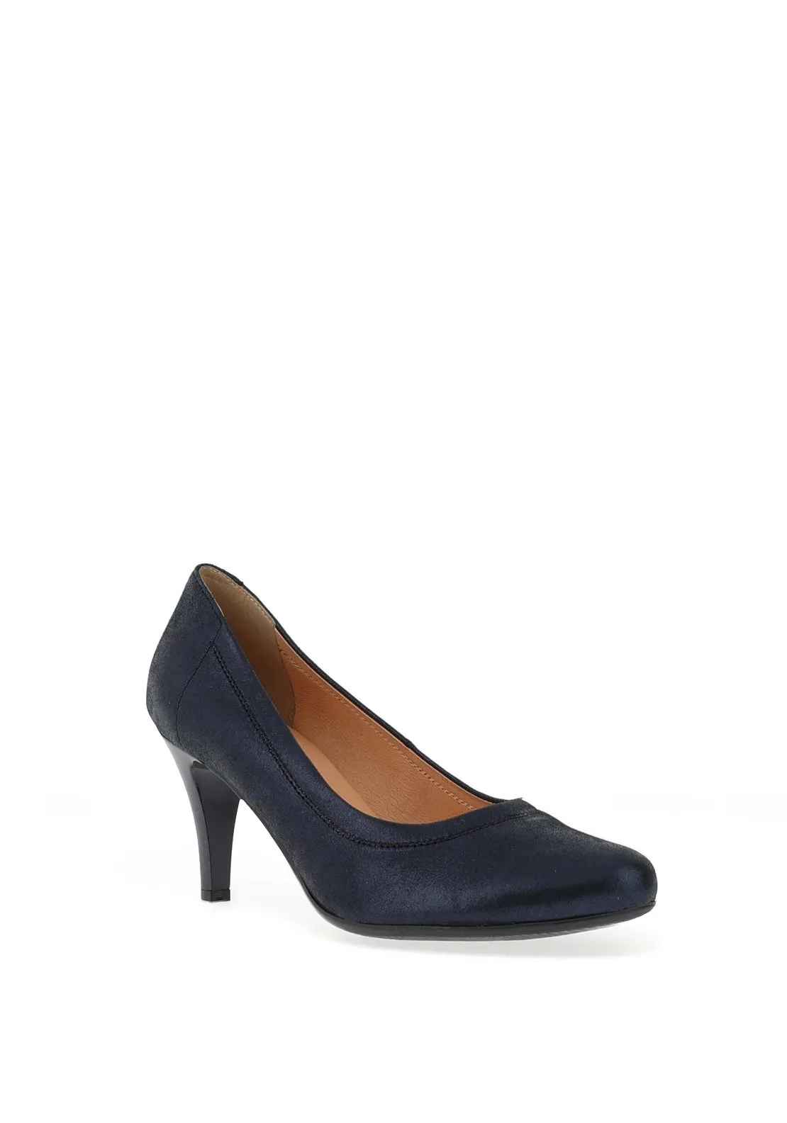 Bioeco by Arka Leather Metallic Bow Heeled Shoes, Navy