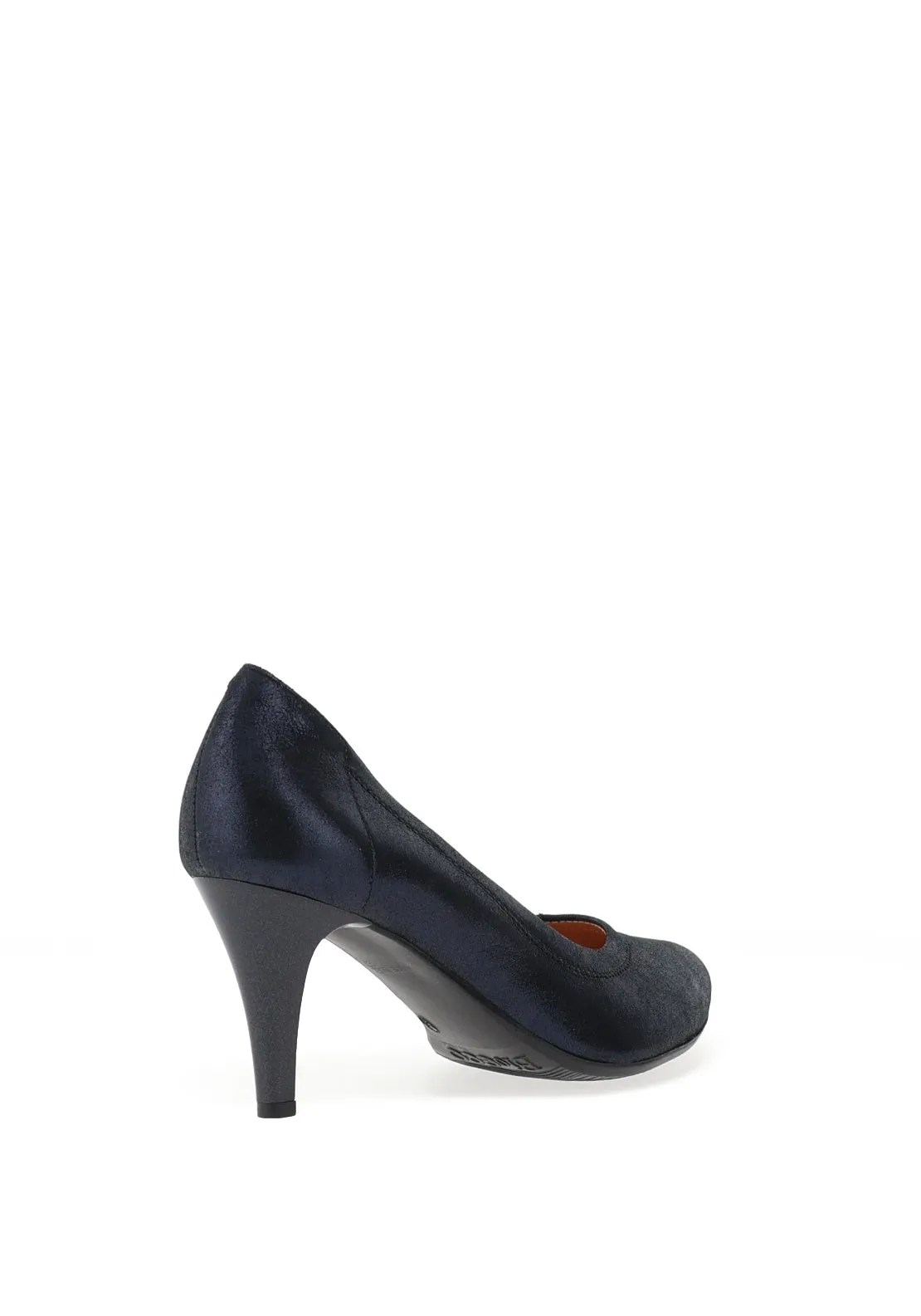 Bioeco by Arka Leather Metallic Bow Heeled Shoes, Navy