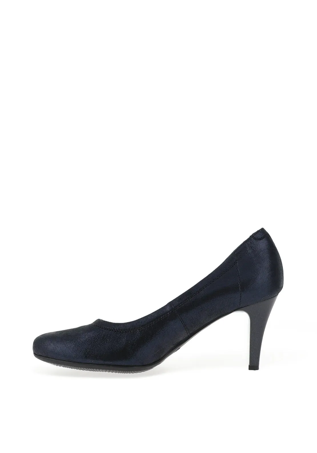 Bioeco by Arka Leather Metallic Bow Heeled Shoes, Navy