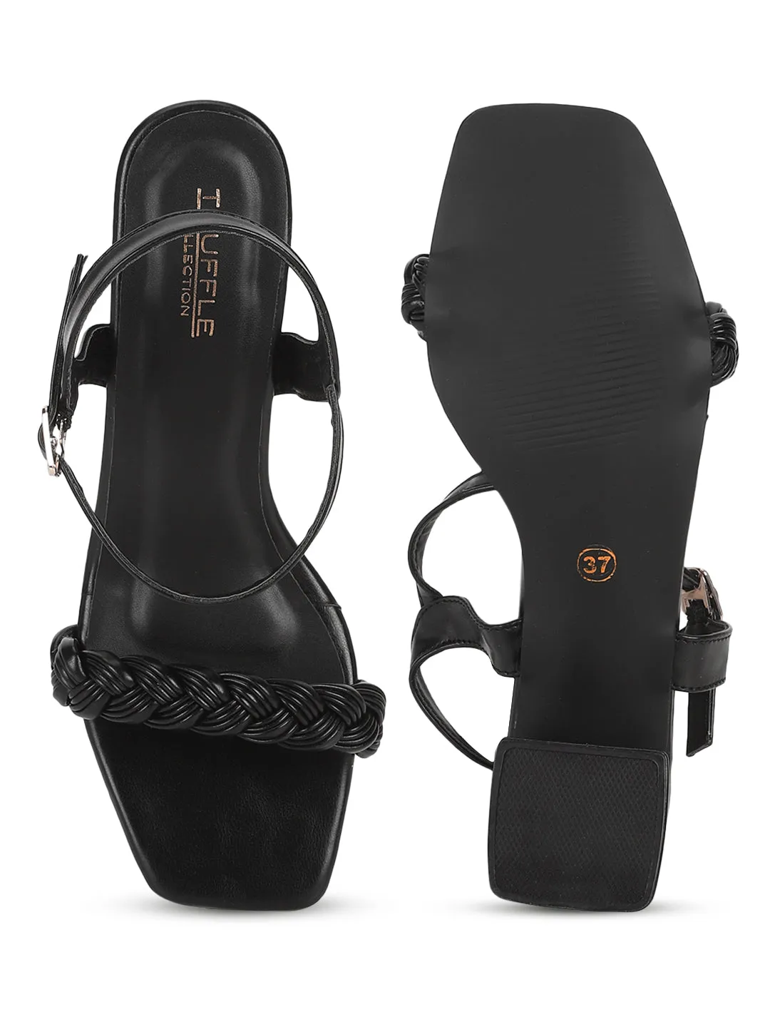 Black PU Braided Block Sandals (TC-MSI-103-BLKPU)