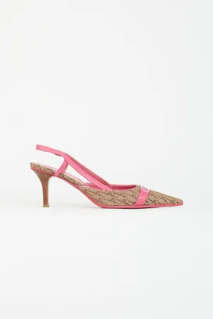 Brown & Pink Monogram Slingback Heel