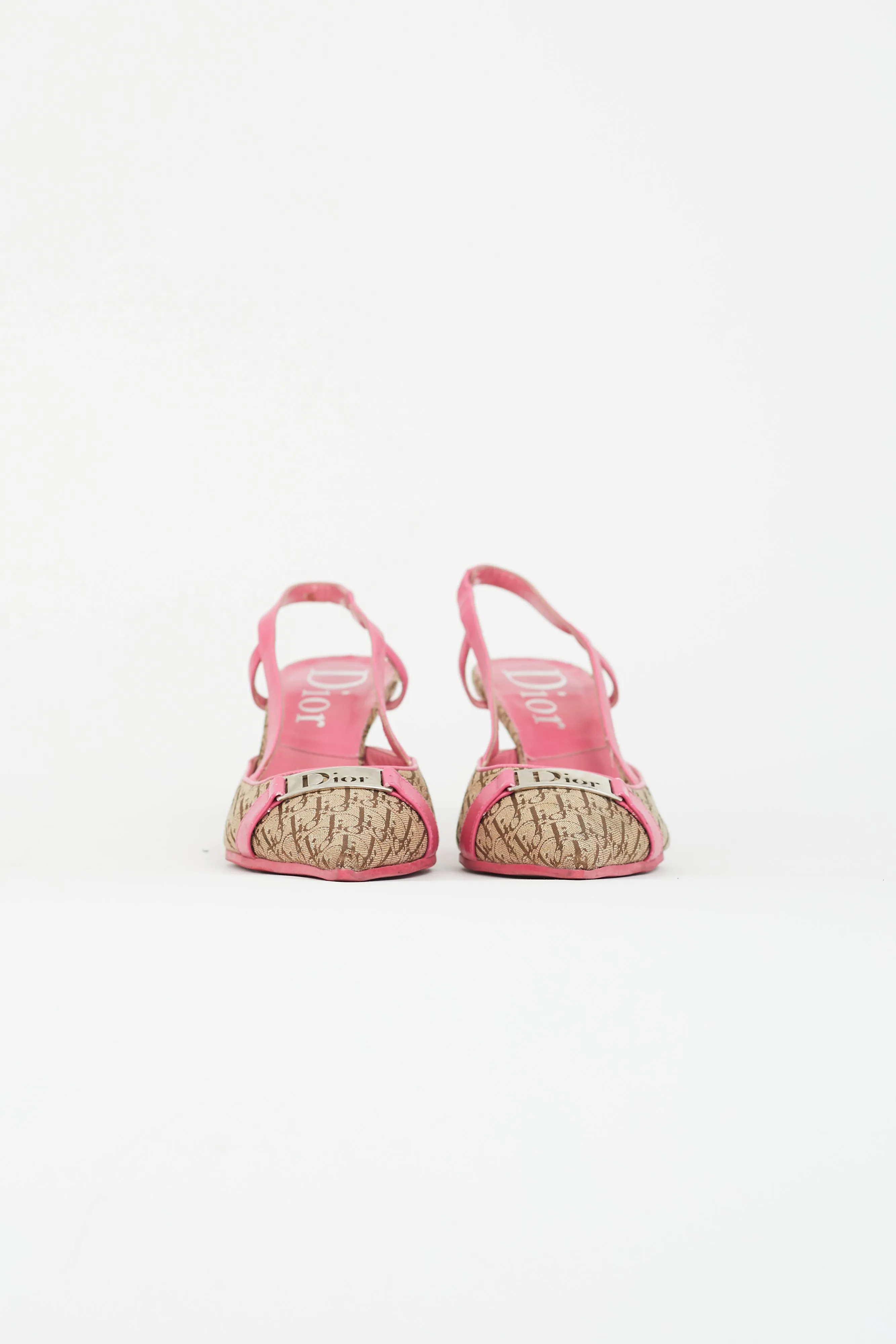 Brown & Pink Monogram Slingback Heel