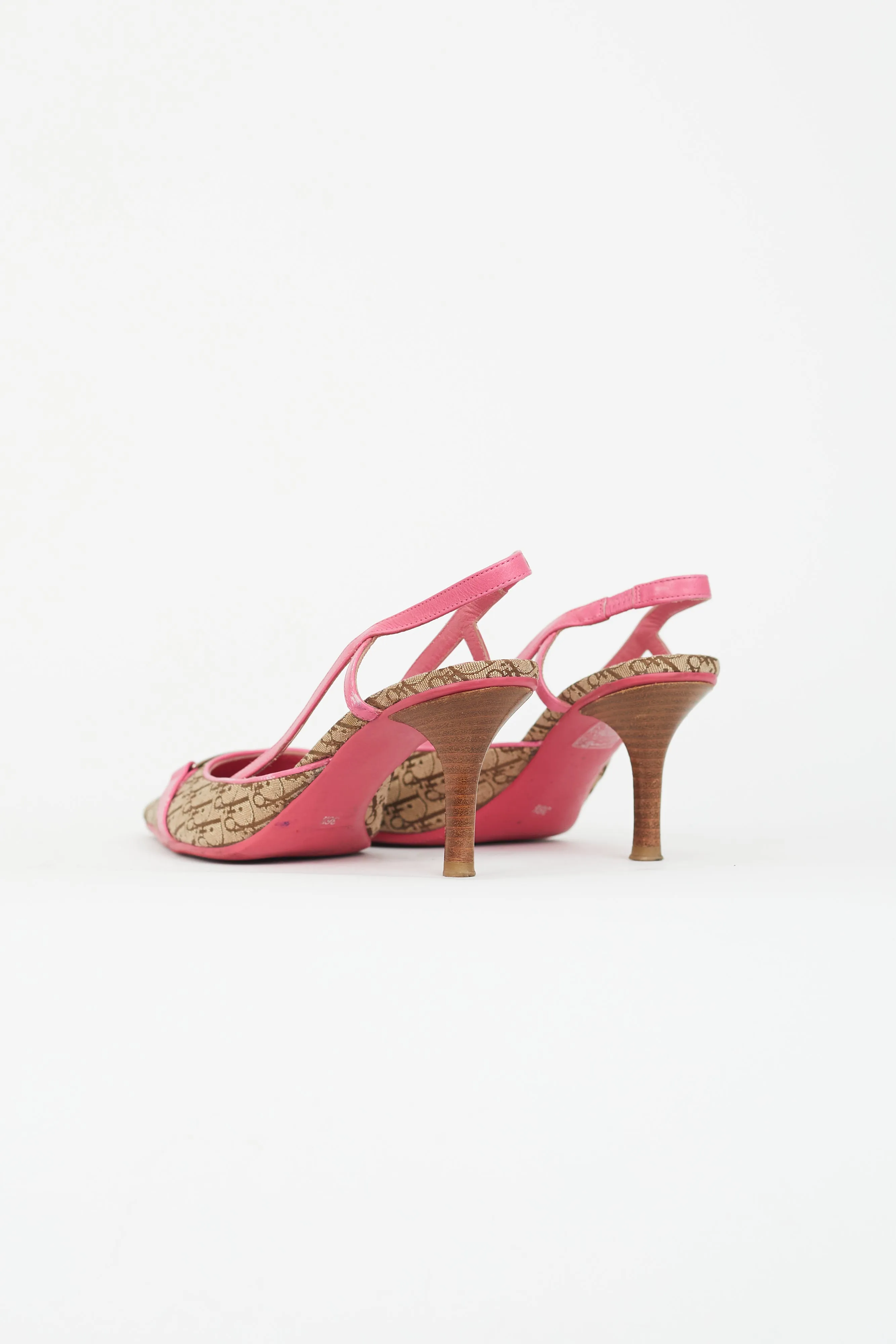 Brown & Pink Monogram Slingback Heel