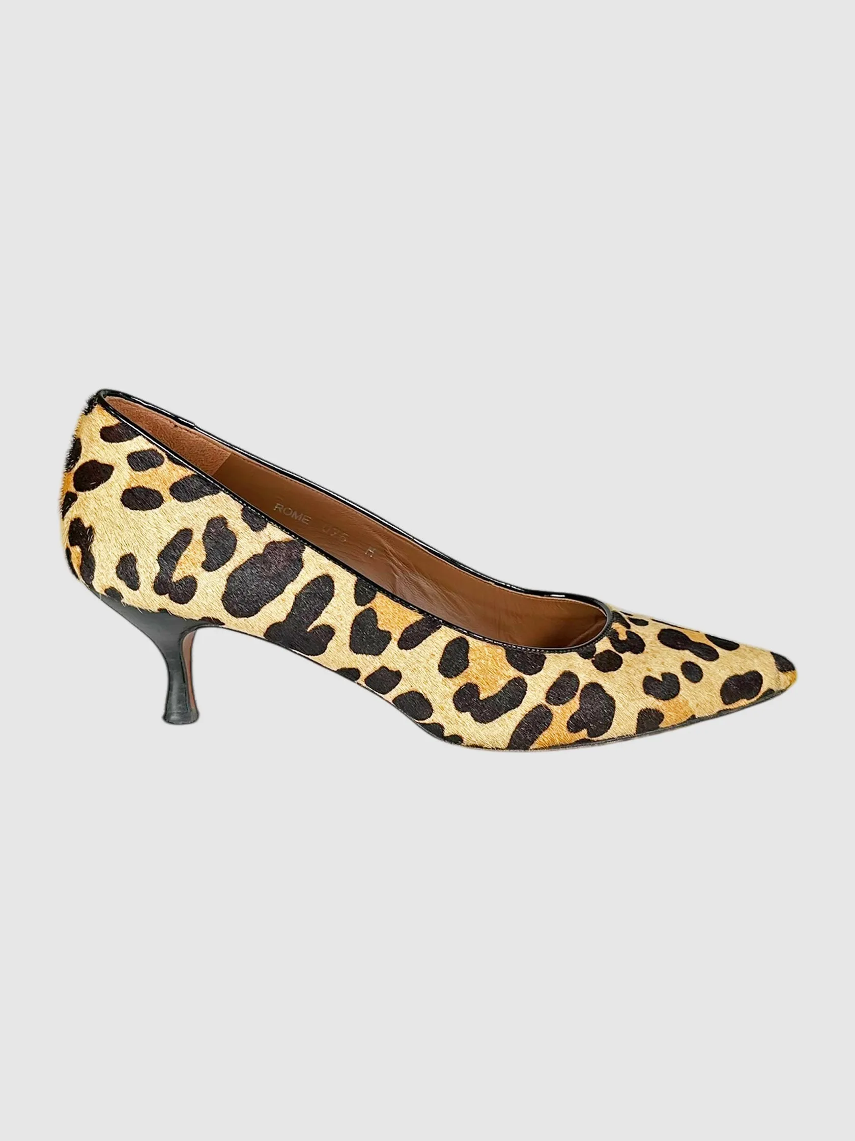 Calf Hair Leopard Print Kitten Heels - Size 9.5