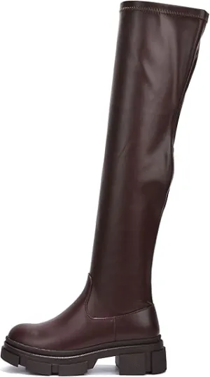 Campi Knee High Chunky Lug Round Toe Boots (Campi)