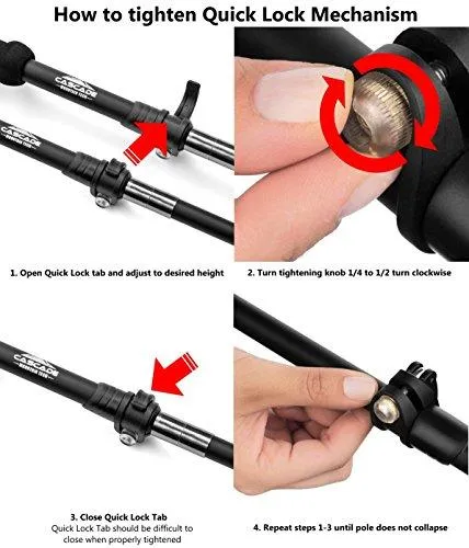 Cascade Mountain Tech Aluminum Collapsible Quick Lock Trekking Poles