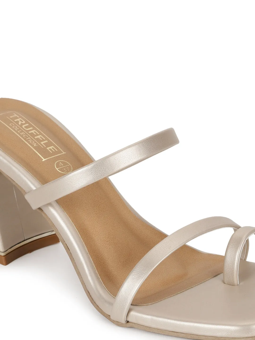 Champagne Gold PU Strappy Curved Block Heel Mules (TC-SLC-A6-GLD)