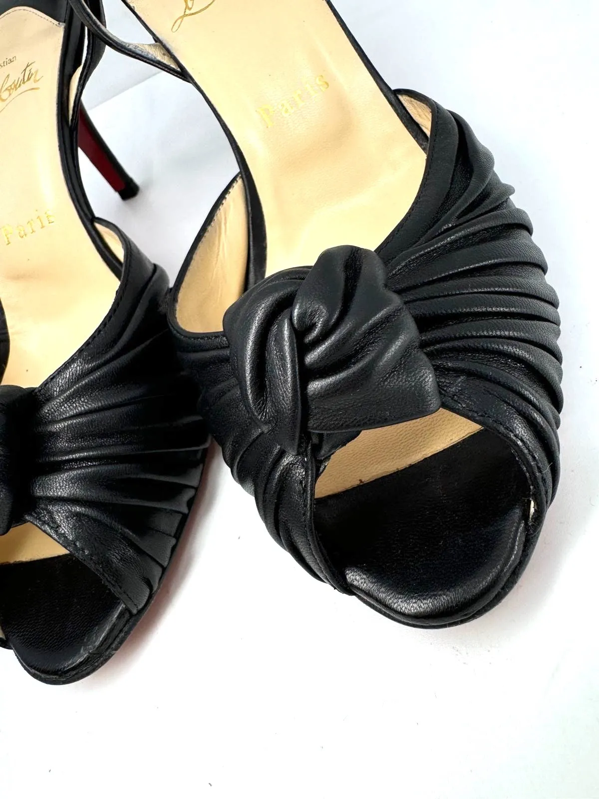 CHRISTIAN LOUBOUTIN NAPPA LEATHER MARCHAVEKEL 85 KNOT HEELS