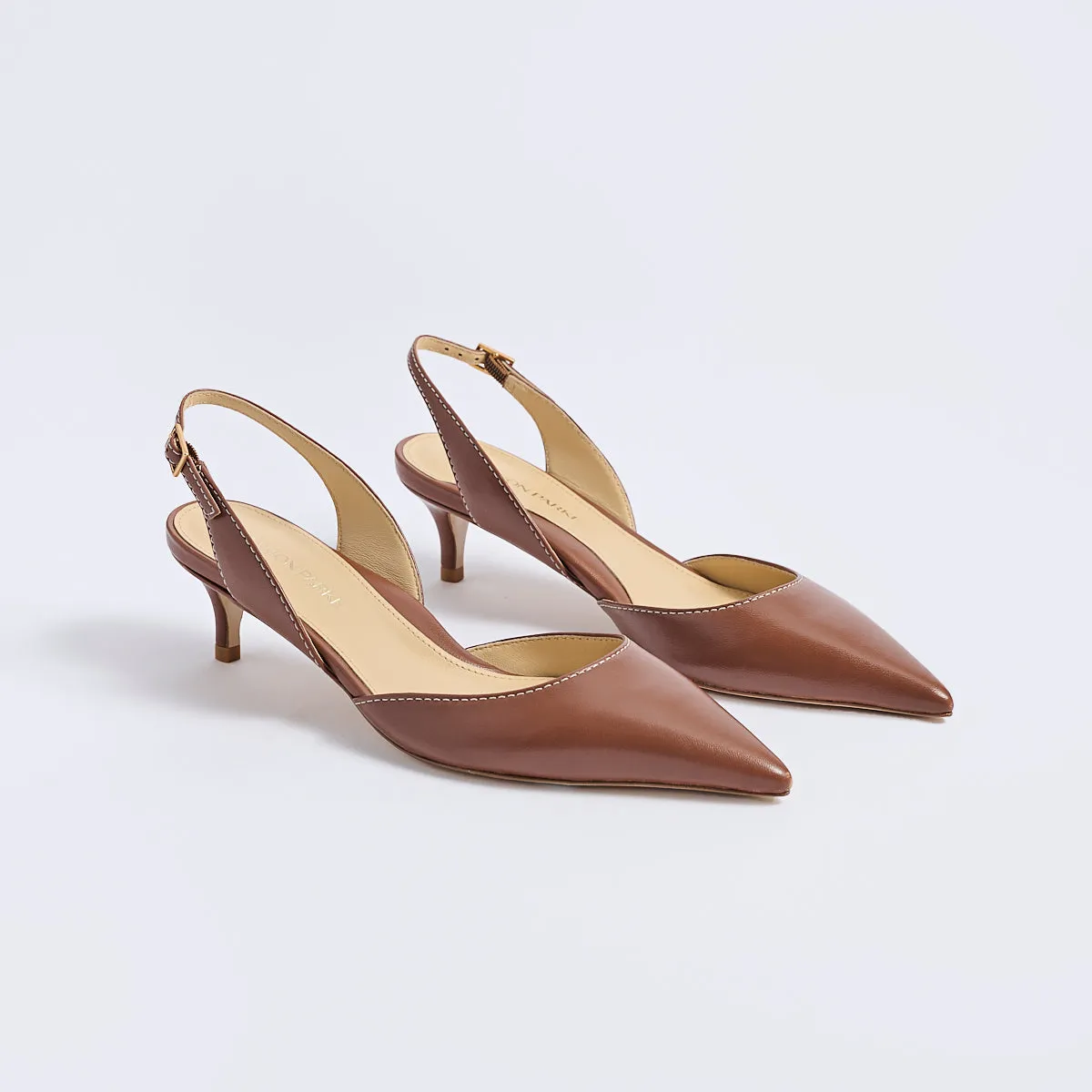 Classic Slingback 45 | Luggage   Ecru Stitching