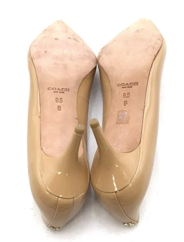 Coach Women's Tan Point Toe Slip-On Kitten Pump Heels - Size 9.5 B