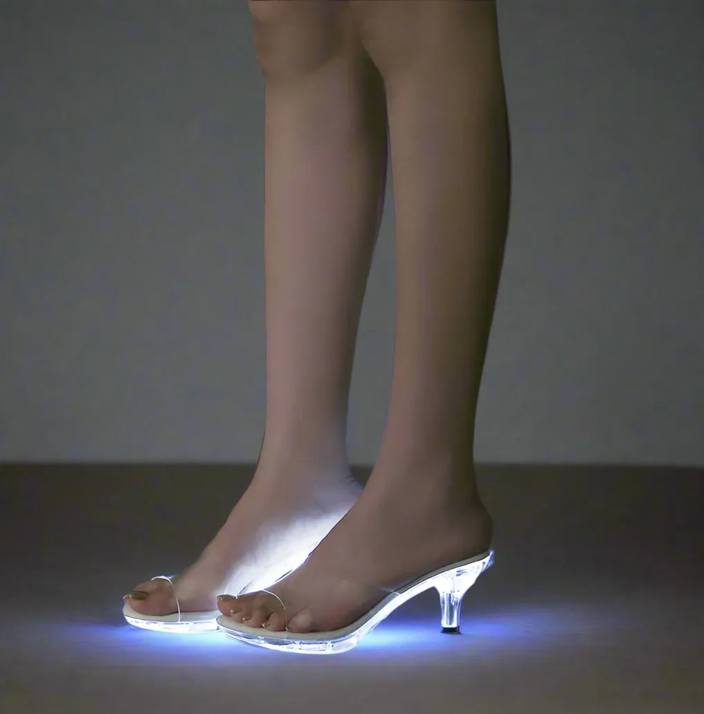 Crystal Clear Women's LED Kitten Heel Sandals – Dazzling  Nightclub Heels