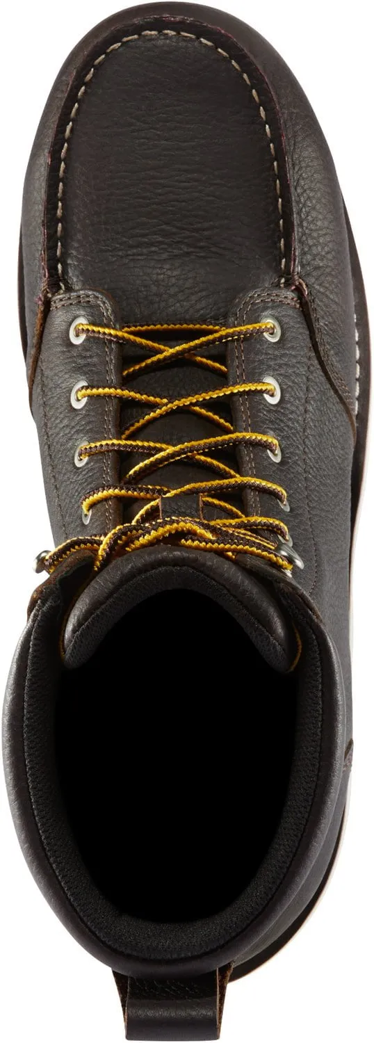 Danner Mens Cedar River Moc Toe 8in AL Dark Brown Leather Work Boots