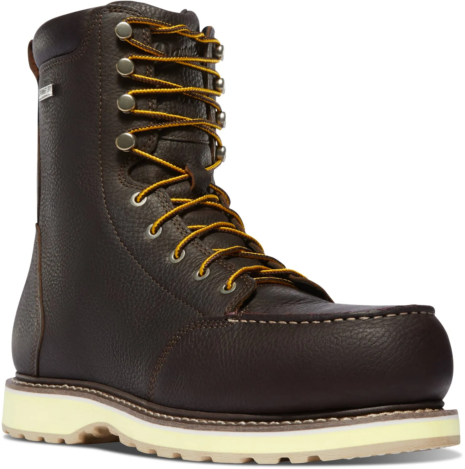 Danner Mens Cedar River Moc Toe 8in AL Dark Brown Leather Work Boots