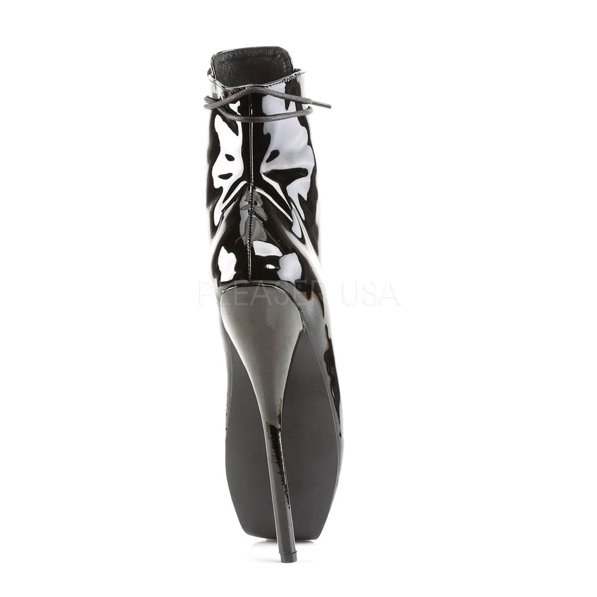 DEVIOUS BALLET-1020 Black Pat Extreme Ballerina Ankle Boots