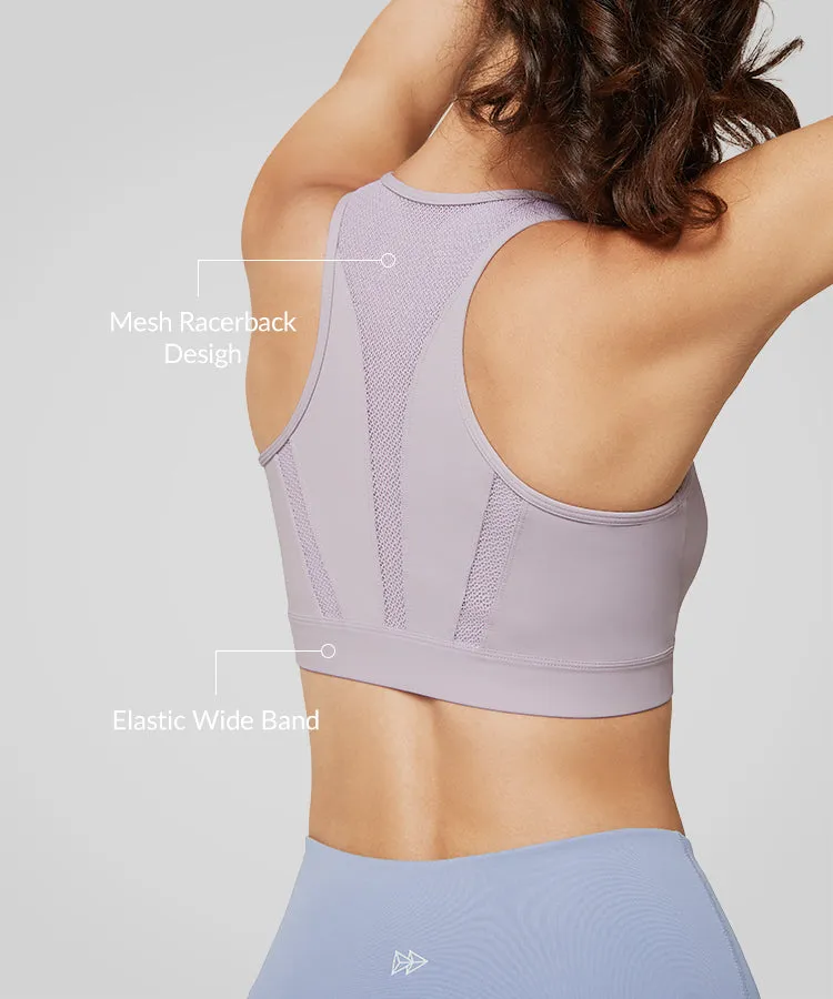 Enfold Zip Mesh Padded Running Bra | Women's High Support Sports Bra