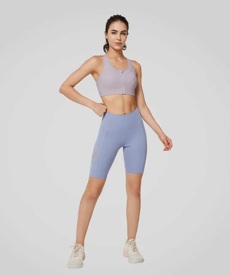 Enfold Zip Mesh Padded Running Bra | Women's High Support Sports Bra