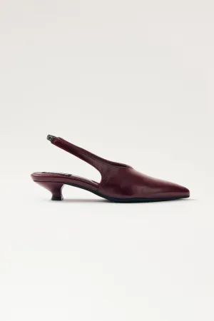 Eros Burgundy Leather Mules Heels