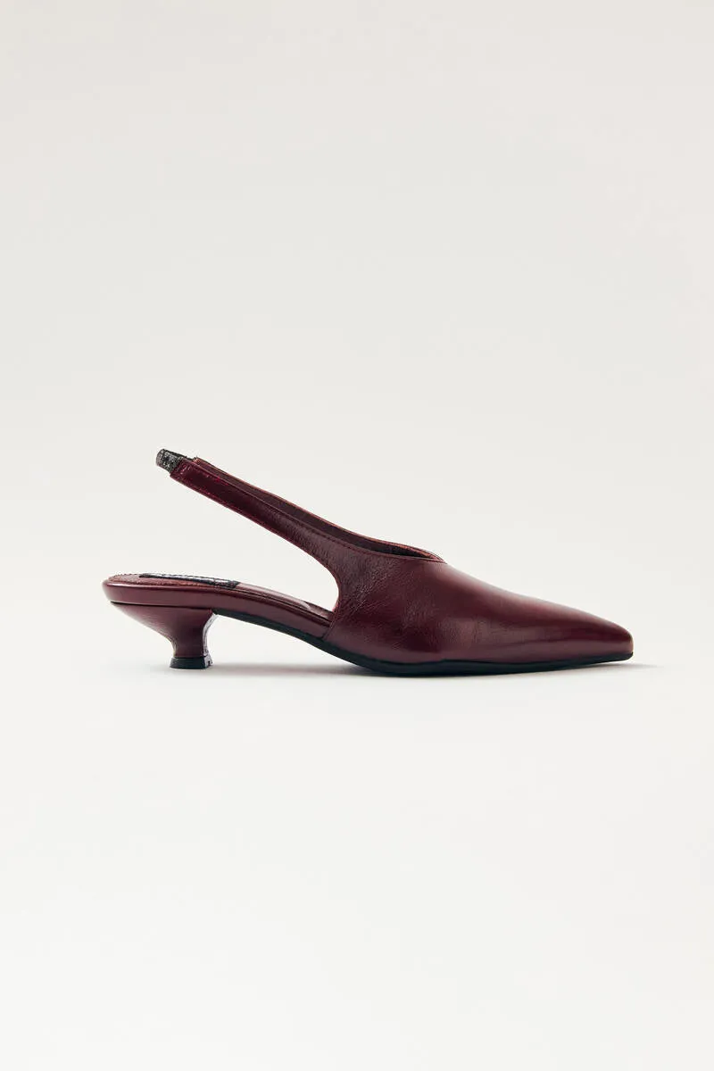 Eros Burgundy Leather Mules Heels