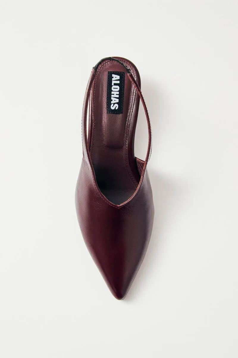 Eros Burgundy Leather Mules Heels