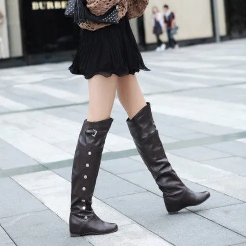 Faux leather studded over the knee knight boots costume boots