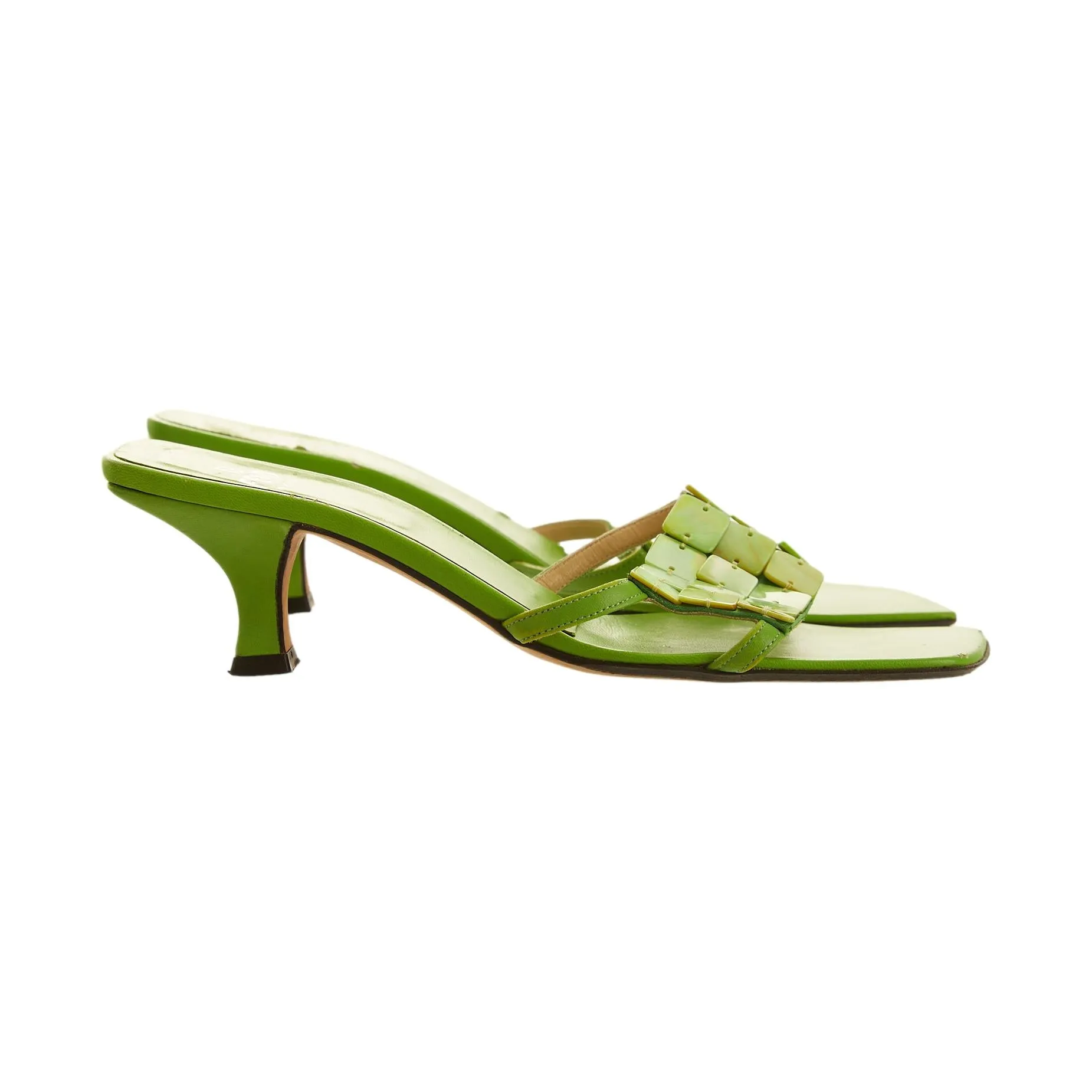Fendi Green Shell Kitten Heels