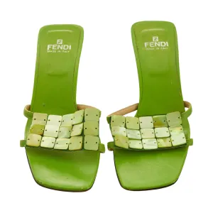 Fendi Green Shell Kitten Heels