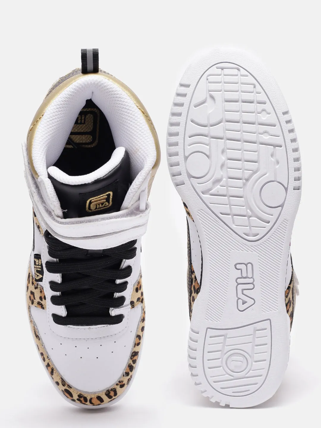 Fila White F-14 Leopard Women's Basketball Shoes