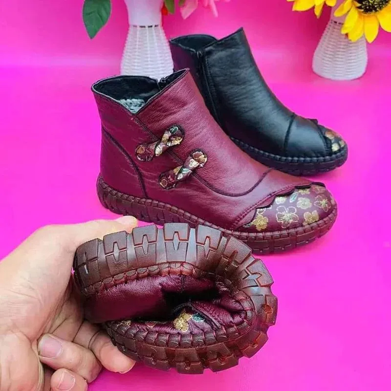 Genuine leather boots for women - non-slip and comfortable