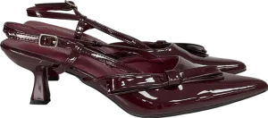 Glamorous Purple Slingback Kitten Heeled Shoes With Bow In Burgundy UK 6 EU 39 👠