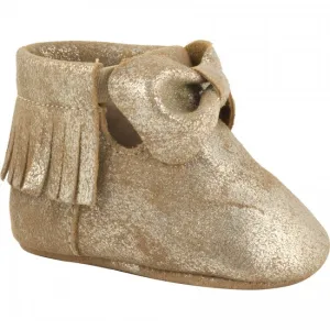 Gold Moccasin With Fringe and Bow