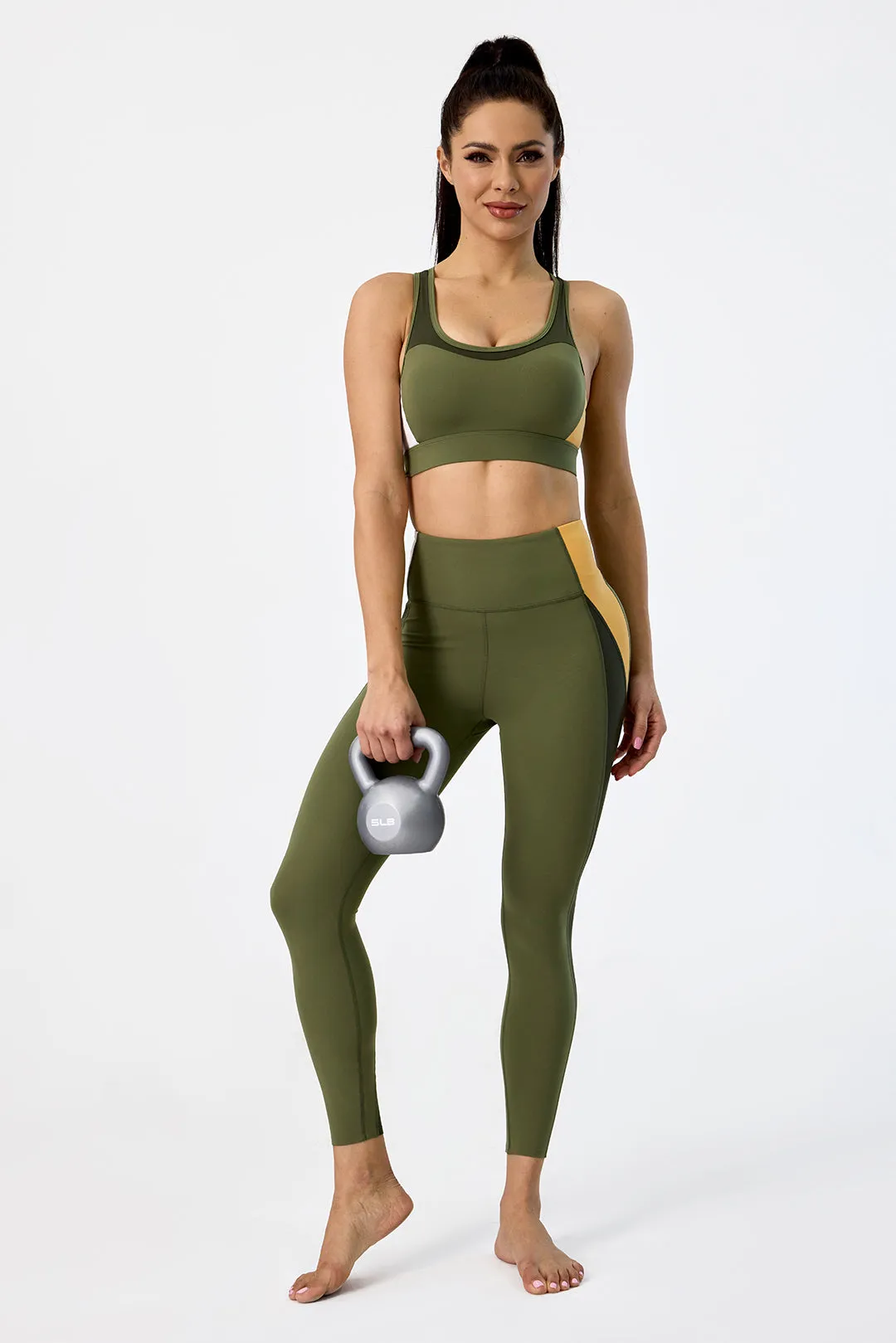 High-Support Color Block Racerback Training Sports Bra