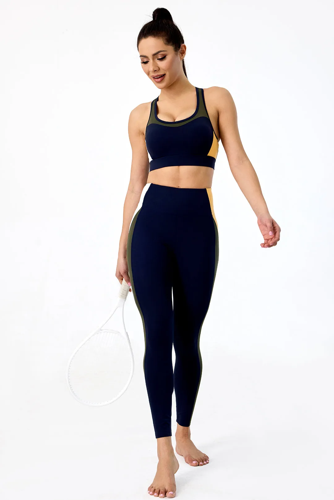 High-Support Color Block Racerback Training Sports Bra