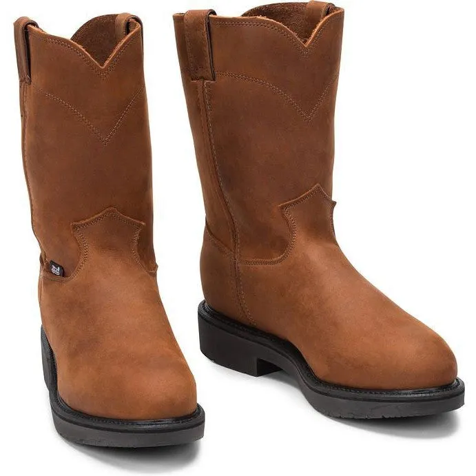 Justin Men's Conductor 10" Steel Toe USA Made Western Work Boot -Brown- OW4764