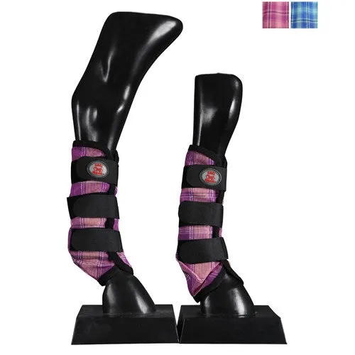 Kool Master PVC Mesh Fly Boots For Horses - Pink and Blue