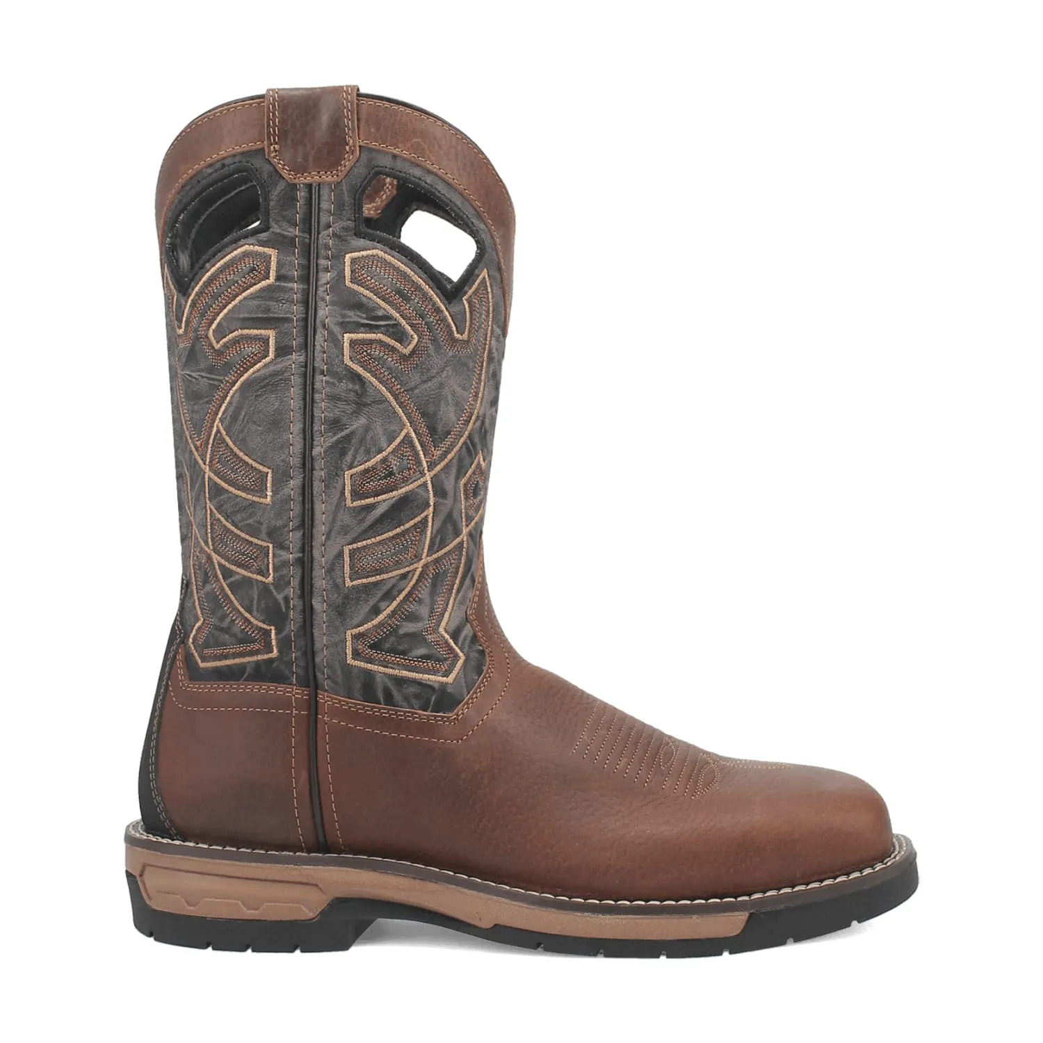 Laredo Men's Brown/Black Nazca Broad Square Toe Work Boots