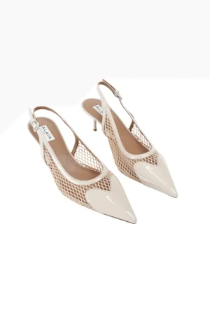 Le Cœur Fishnet Leather Slingback Pumps