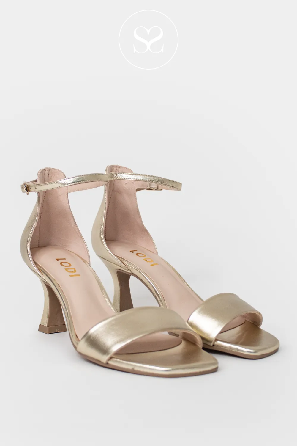 LODI LISCO GOLD LEATHER LOW HEELED SANDAL