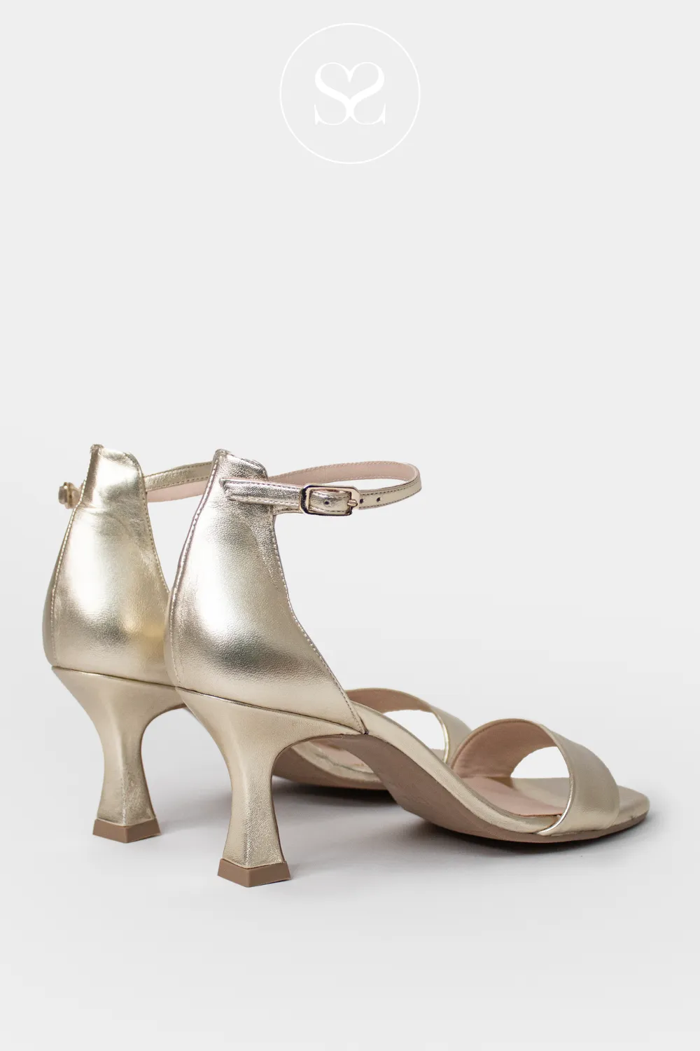 LODI LISCO GOLD LEATHER LOW HEELED SANDAL