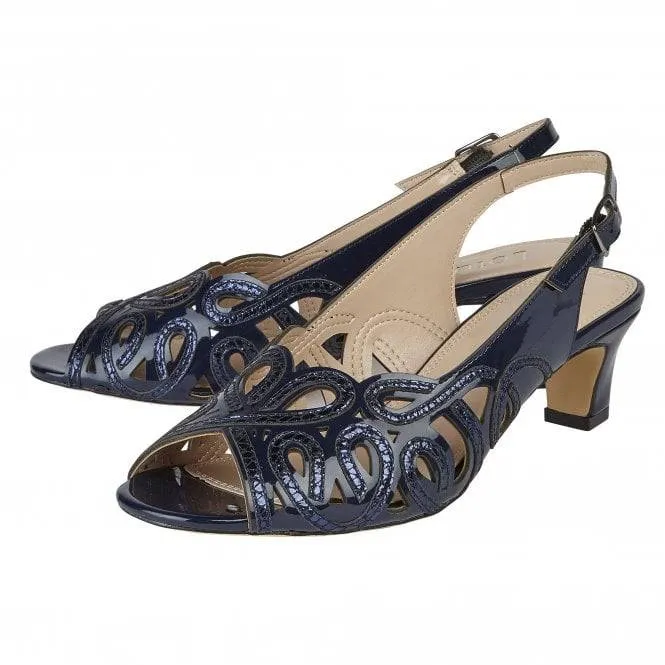Lotus Marianna Cornelli Detailed Peep Toe Kitten Heel Slingback Shoe