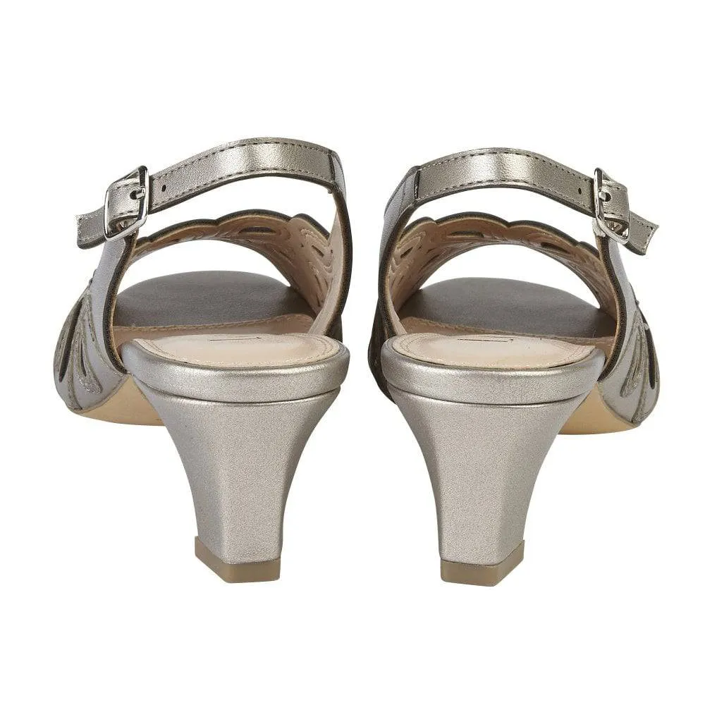 Lotus Marianna Cornelli Detailed Peep Toe Kitten Heel Slingback Shoe