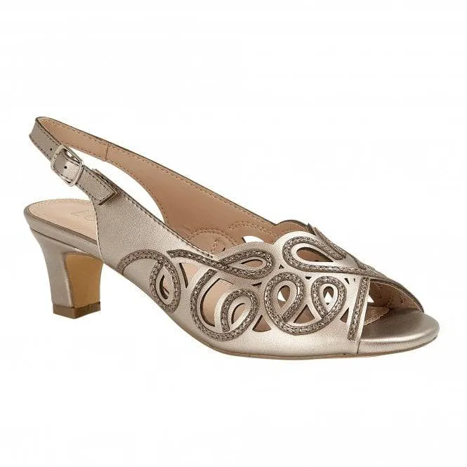 Lotus Marianna Cornelli Detailed Peep Toe Kitten Heel Slingback Shoe