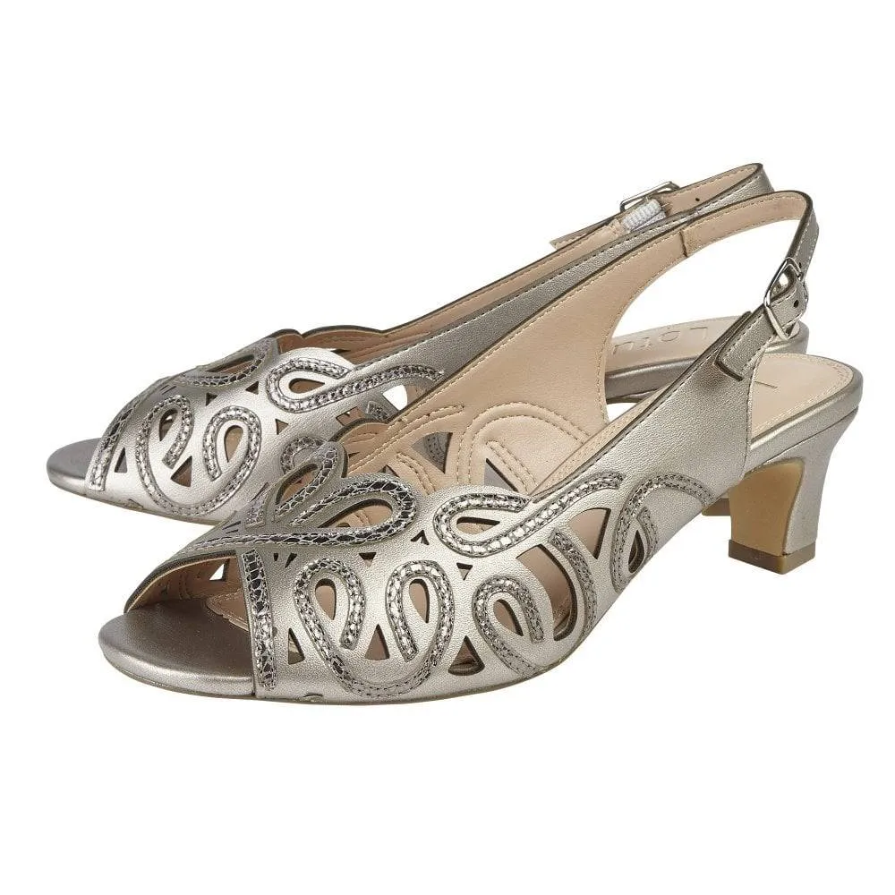 Lotus Marianna Cornelli Detailed Peep Toe Kitten Heel Slingback Shoe