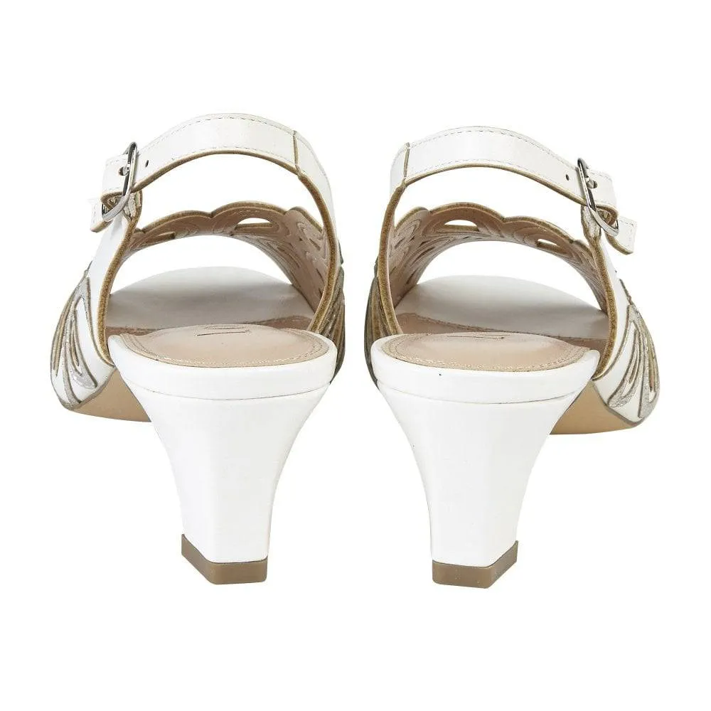 Lotus Marianna Cornelli Detailed Peep Toe Kitten Heel Slingback Shoe