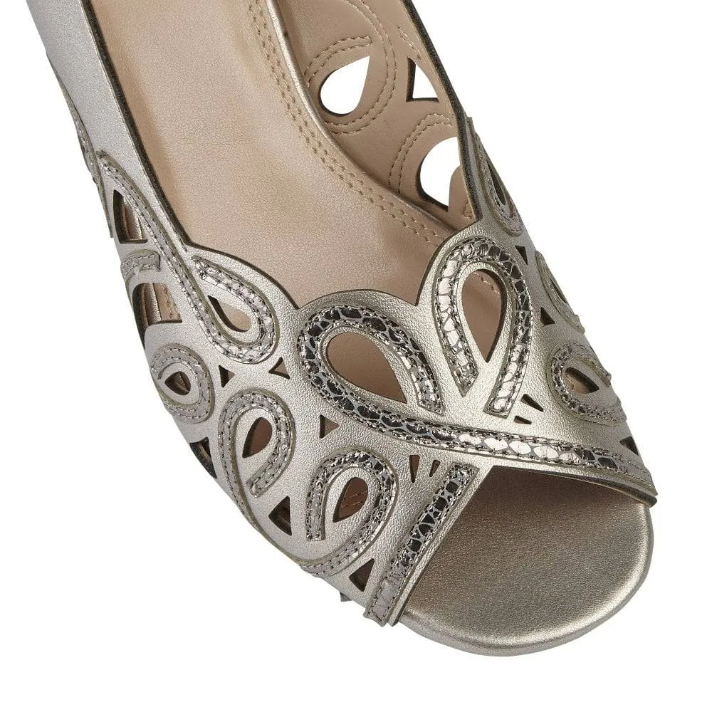 Lotus Marianna Cornelli Detailed Peep Toe Kitten Heel Slingback Shoe